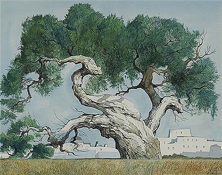 Old Twisted Olive Tree, c. 1960 by William Curtis Elliott - Auction record, sale price, and art valuation. Compare with similar artists and explore comparable artworks.