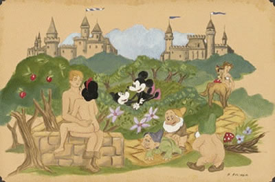 Naughty Disney characters in the garden