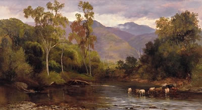Cattle Fording a River by Charles Rolando - Auction record, sale price, and art valuation. Compare with similar artists and explore comparable artworks.