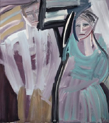 Two Figures (Aqua Dress) 1986 by Vicki Varvaressos - Auction record, sale price, and art valuation. Compare with similar artists and explore comparable artworks.