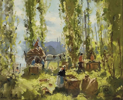 In the Hopfield by John Samuel Loxton - Auction record, sale price, and art valuation. Compare with similar artists and explore comparable artworks.