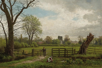 In the Meadows, Near Cookham by Henry James Johnstone - Auction record, sale price, and art valuation. Compare with similar artists and explore comparable artworks.