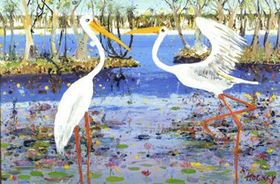 Two Herons in Kakadu Landscape