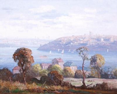 Sample artwork by Leon William Hanson (1918 - 2011), known for landscape painting, drawing - View similar artists and auction records