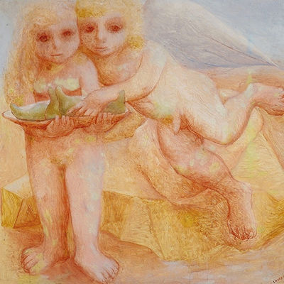 Angels with Doves by Keith Looby - Auction record, sale price, and art valuation. Compare with similar artists and explore comparable artworks.