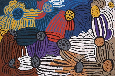 Sample artwork by Lorna Fencer Napurrula (1924 - 2006), known for symbolic abstract painting-tribal ceremonial - View similar artists and auction records