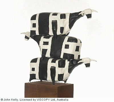 Three Cows Stacked by John Kelly - Auction record, sale price, and art valuation. Compare with similar artists and explore comparable artworks.