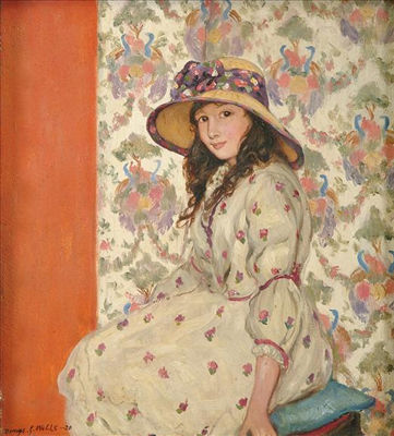 Portrait of the Artist's Daughter against a Floral Background