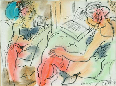 Reading by the mirror by Edward Piper - Auction record, sale price, and art valuation. Compare with similar artists and explore comparable artworks.