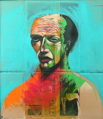 Turquoise portrait with green