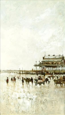 Donkeys by the pier