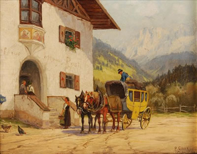 A coach in an alpine town