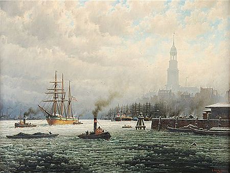 Hamburg: the port with shipping, the city beyond