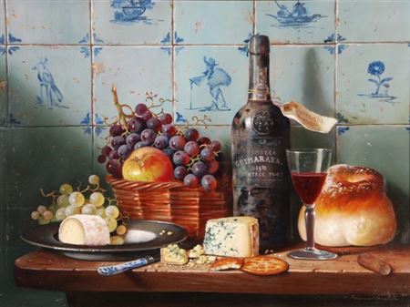 Vintage Port, Cheese and Delft Tiles by Raymond Campbell - Auction record, sale price, and art valuation. Compare with similar artists and explore comparable artworks.