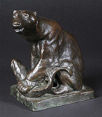 Polar bear with fish, 1911 by Laurits Jensen - Auction record, sale price, and art valuation. Compare with similar artists and explore comparable artworks.