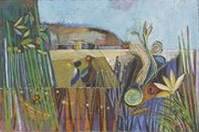 Landschaft mit zwei Vögeln