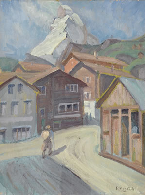 Dorfpartie in Zermatt mit Matterhorn