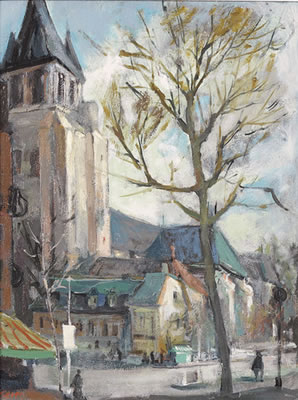 Strassenpartie bei Saint-Germain-des-Prés in Paris