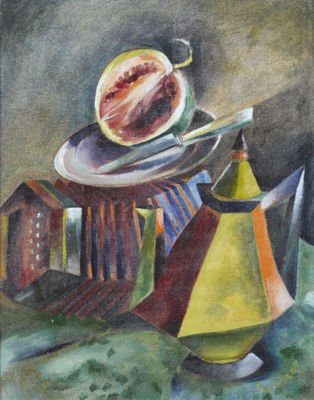 Stillleben mit Kanne, Ziehharmonika und Melone by Erich Metzoldt - Auction record, sale price, and art valuation. Compare with similar artists and explore comparable artworks.