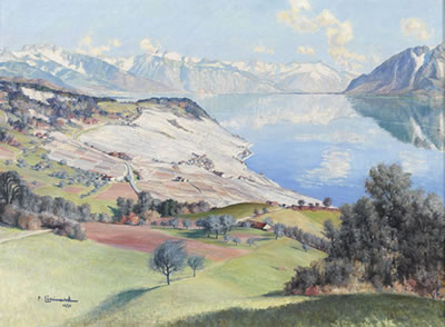 Lac Léman avec Rochers de Naye, Tours d'Ai et Grand Muveran