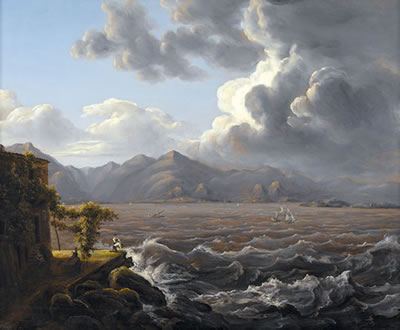 Italienische Küstenlandschaft bei aufkommendem Sturm