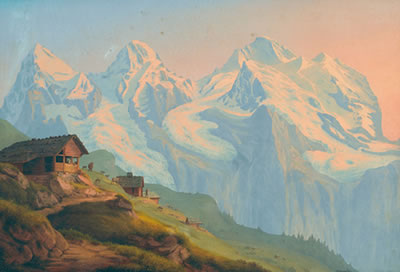 Blick von der Wengernalp auf Eiger, Mönch und Jungfrau by Konrad Corradi - Auction record, sale price, and art valuation. Compare with similar artists and explore comparable artworks.