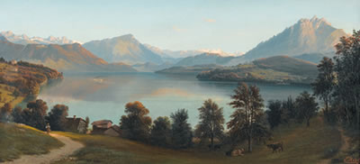 Idyllische Ansicht des Vierwaldstättersees mit Pilatus