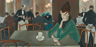 Cafészene mit junger Dame.