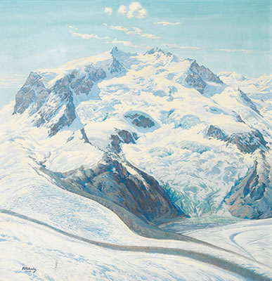 Das Monte Rosa-Massiv mit Dufourspitze und Nordend