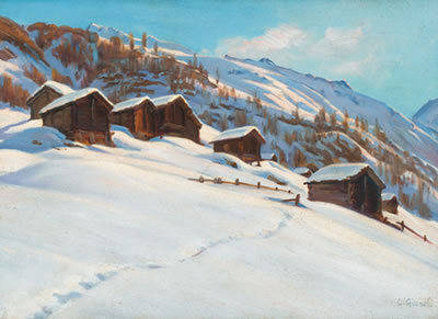 Winterliche Bergpartie mit Stadeln