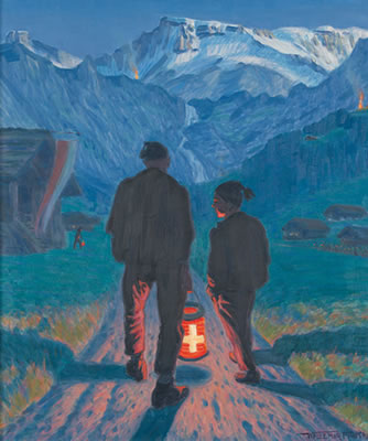 Grossvater und Enkel mit Lampion am 1. August by Waldemar Theophil Fink - Auction record, sale price, and art valuation. Compare with similar artists and explore comparable artworks.