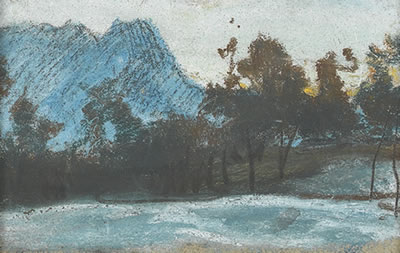 Abendliche Flusslandschaft in den Bergen