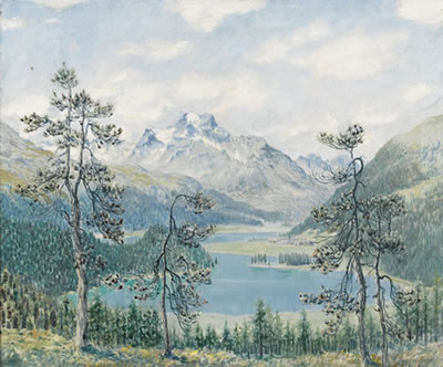 Blick auf den Silsersee mit Piz de la Margna