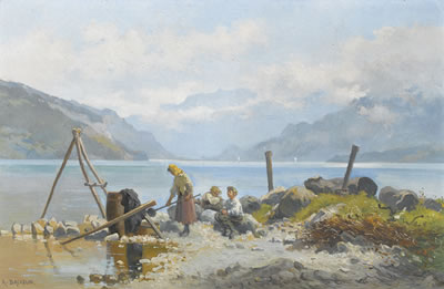 "Rive du lac de Thoune à Faulensee".