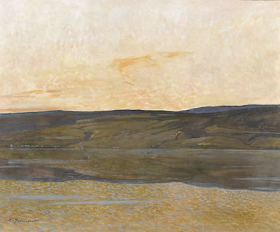 Seelandschaft im Abendrot by Gustave Jeanneret - Auction record, sale price, and art valuation. Compare with similar artists and explore comparable artworks.