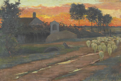 Landschaft mit Schafherde im Abendrot by Ferruccio Pagni - Auction record, sale price, and art valuation. Compare with similar artists and explore comparable artworks.