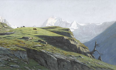Hochgebirgspartie mit Kühen