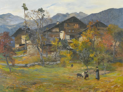 Herbstliche Walliser Landschaft mit Ormône.