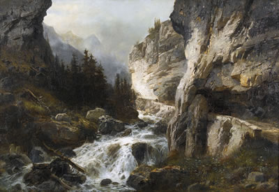 Wilder Gebirgsbach mit Saumweg.