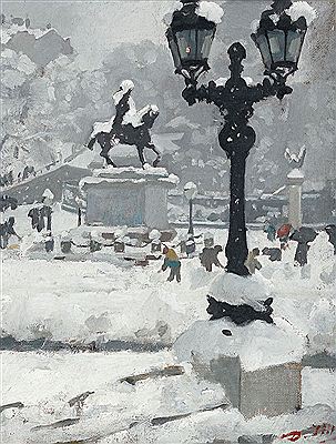 La place Neuve sous la neige