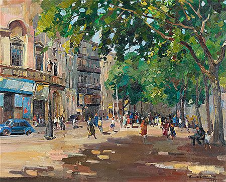 La Rambla in Barcelona. by Ramon Barnadas - Auction record, sale price, and art valuation. Compare with similar artists and explore comparable artworks.