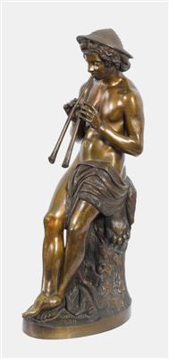 Flöte spielender Jüngling auf Löwenfell. by Jacques Antoine Theodore Coinchon - Auction record, sale price, and art valuation. Compare with similar artists and explore comparable artworks.