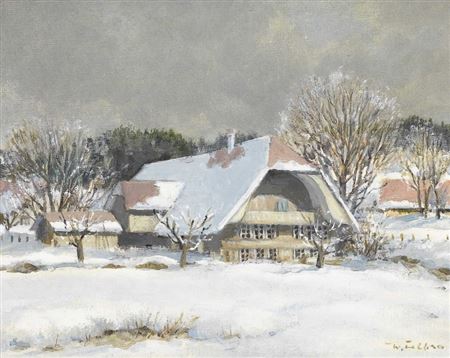 Winterlandschaft mit Berner Haus.