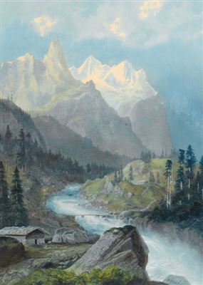 Blick auf das Well- und Wetterhorn. by Heinrich Jenny - Auction record, sale price, and art valuation. Compare with similar artists and explore comparable artworks.