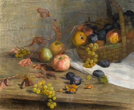 Herbstliches Stillleben mit Obst. by Aimee Rapin - Auction record, sale price, and art valuation. Compare with similar artists and explore comparable artworks.