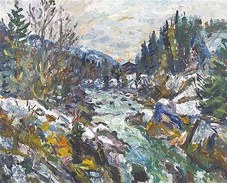 Spätherbstliche Landschaft an der Simme. by Karl Gerber - Auction record, sale price, and art valuation. Compare with similar artists and explore comparable artworks.