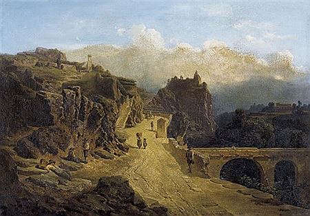 Tiroler Gebirgslandschaft mit Brücke.