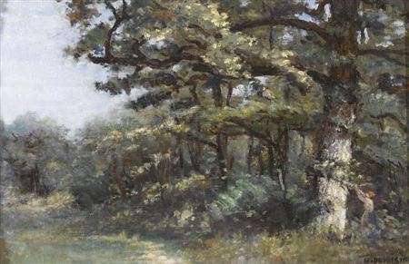 Waldrand mit Reisigsammlerin. by Henri Duvoisin - Auction record, sale price, and art valuation. Compare with similar artists and explore comparable artworks.