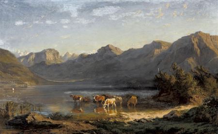 Viehherde am Seeufer. by Léon Berthoud - Auction record, sale price, and art valuation. Compare with similar artists and explore comparable artworks.