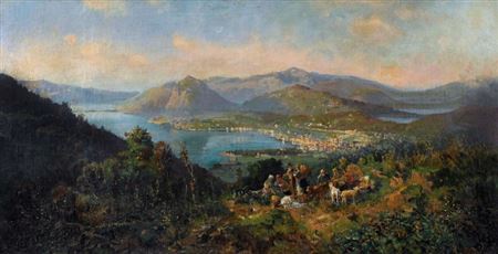 Sample artwork by Ambrogio Preda (1839 - 1906), known for landscape, mountains, portrait and marine painting - View similar artists and auction records